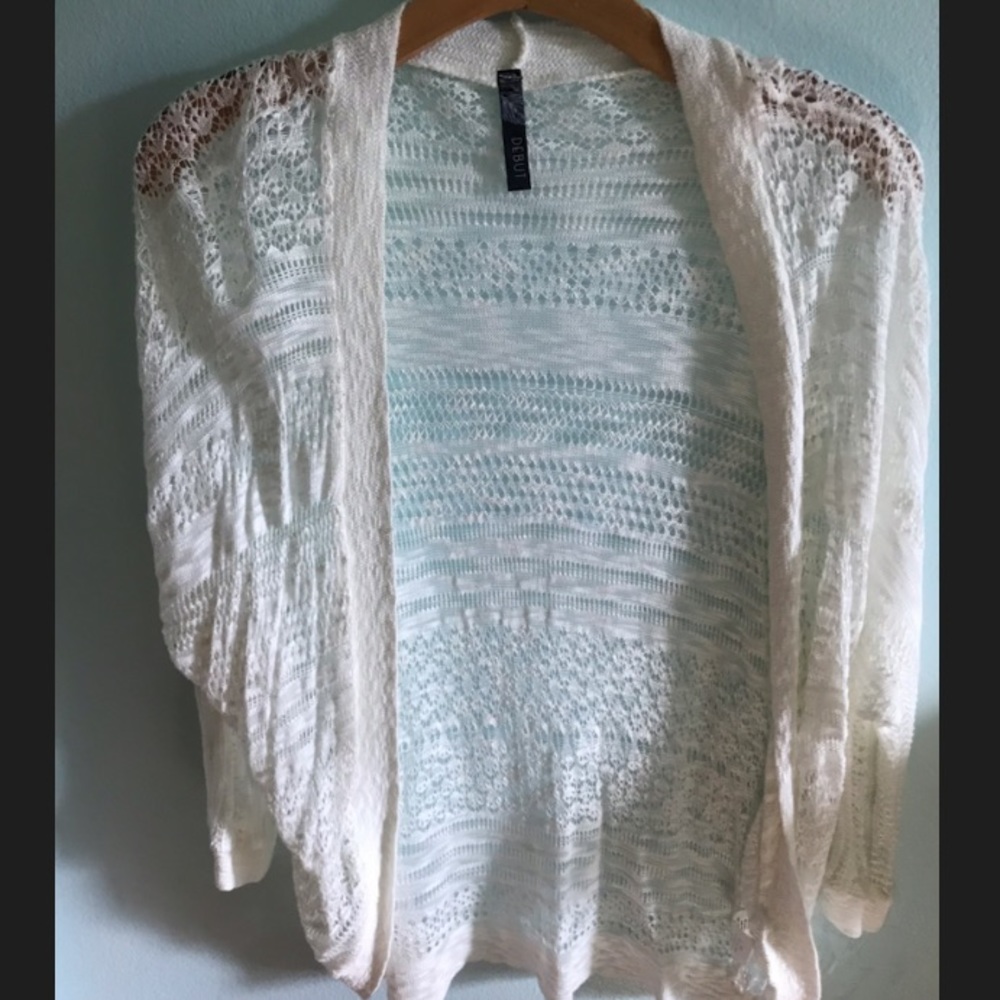 White Patterned Cardigan